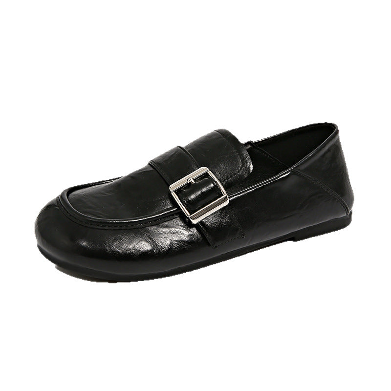 Women's Retro Buckle Square-Toe Loafers