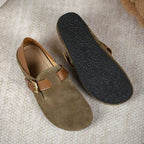 Women's Retro Buckle Suede-Look Slingback Flats